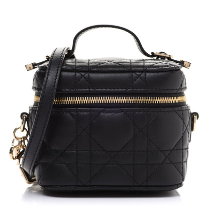 Christian Dior Lambskin Cannage Micro Lady Dior Vanity Case Black 1 of 10