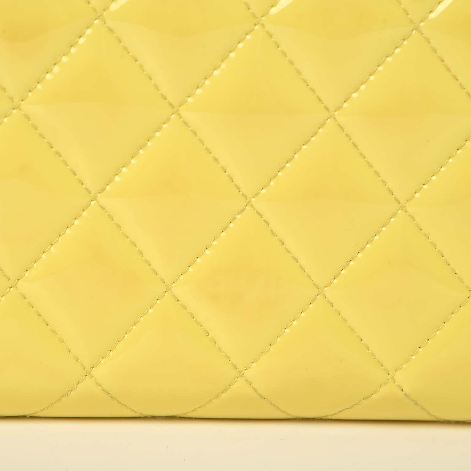 Chanel Patent Calfskin Quilted Large Gusset Zip Around Wallet Yellow 9 of 9