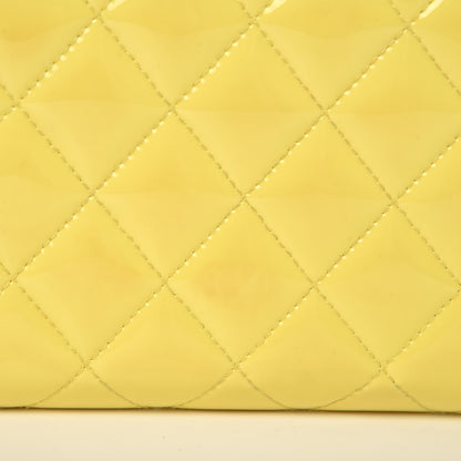 Chanel Patent Calfskin Quilted Large Gusset Zip Around Wallet Yellow 9 of 9