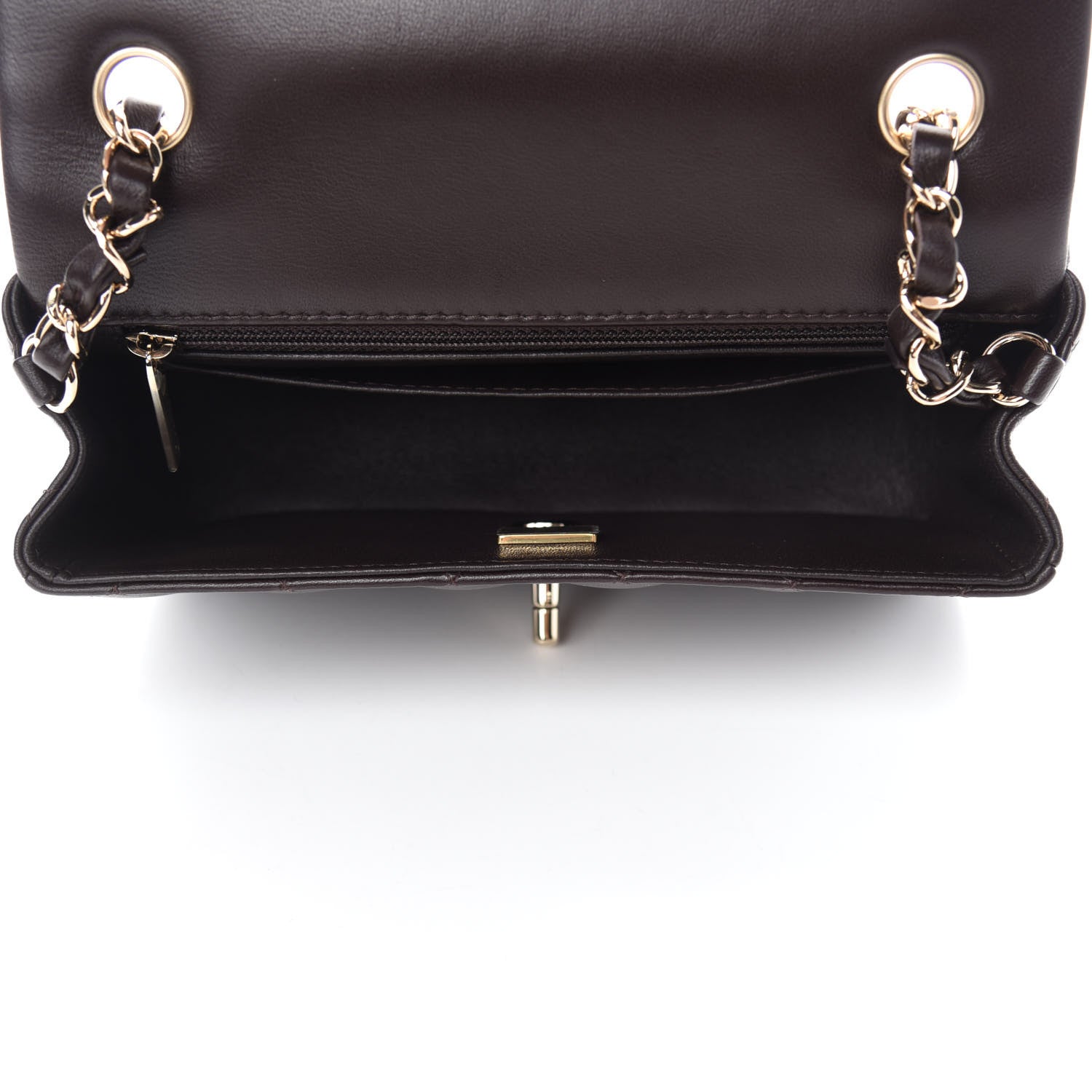 Chanel Lambskin Quilted Mini Rectangular Flap Dark Brown 5 of 11