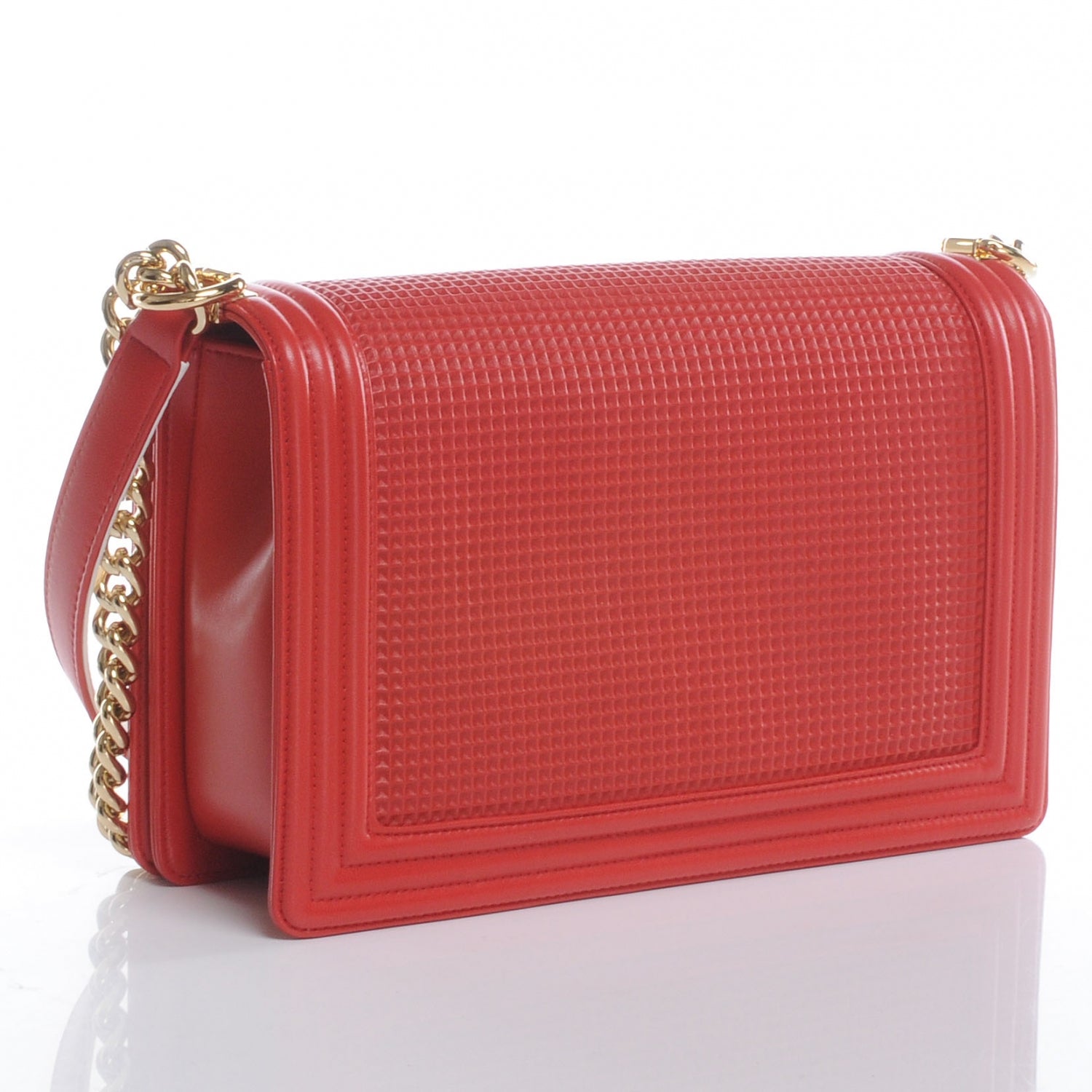 Chanel Lambskin Square Quilted Large Boy Cube Flap Rouge Blanc Cruise 3 of 8