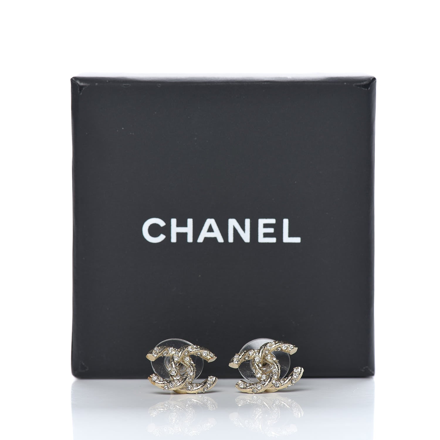Chanel Crystal Twisted CC Earrings Gold 5 of 5
