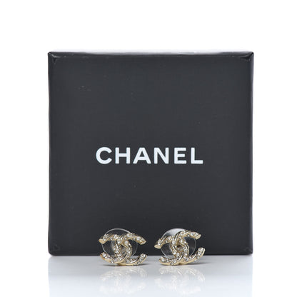 Chanel Crystal Twisted CC Earrings Gold 5 of 5