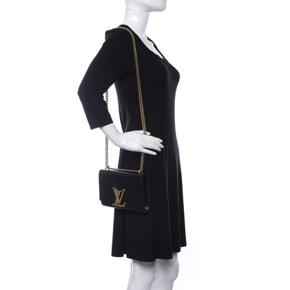 Louis Vuitton Calfskin Chain Louise MM Black 2 of 15