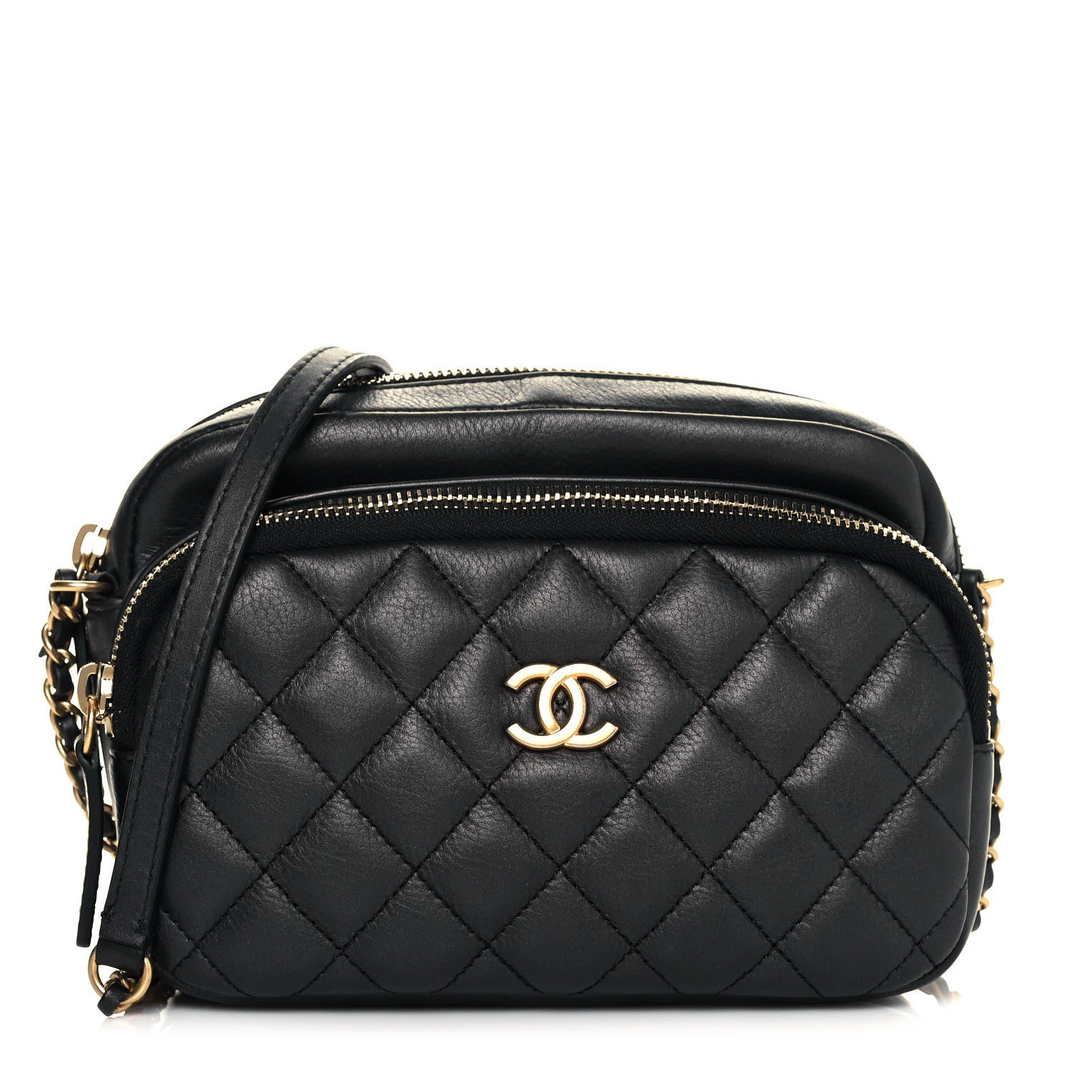 Chanel Calfskin Quilted Day Trips Camera Case Black 1 of 10