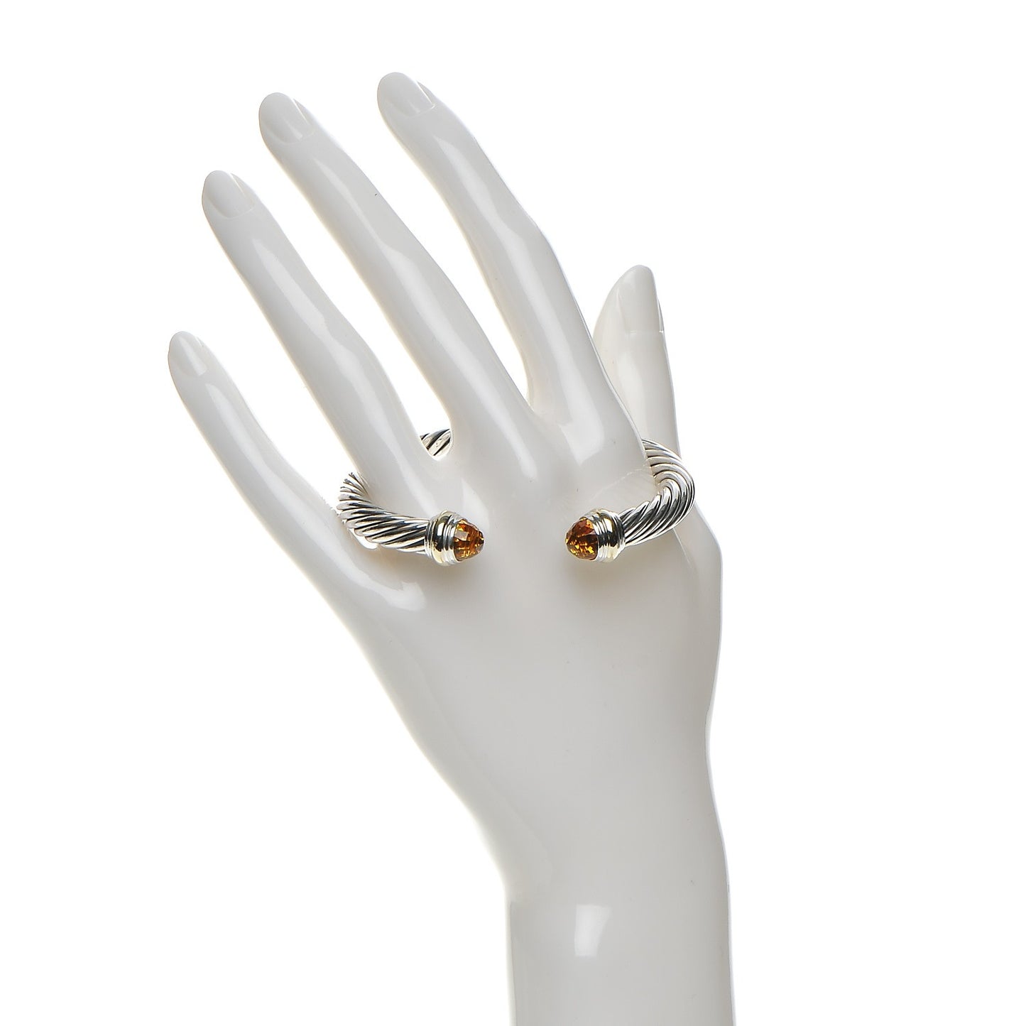 Sterling Silver 14K Yellow Gold Citrine 7mm Cable Classics Bracelet