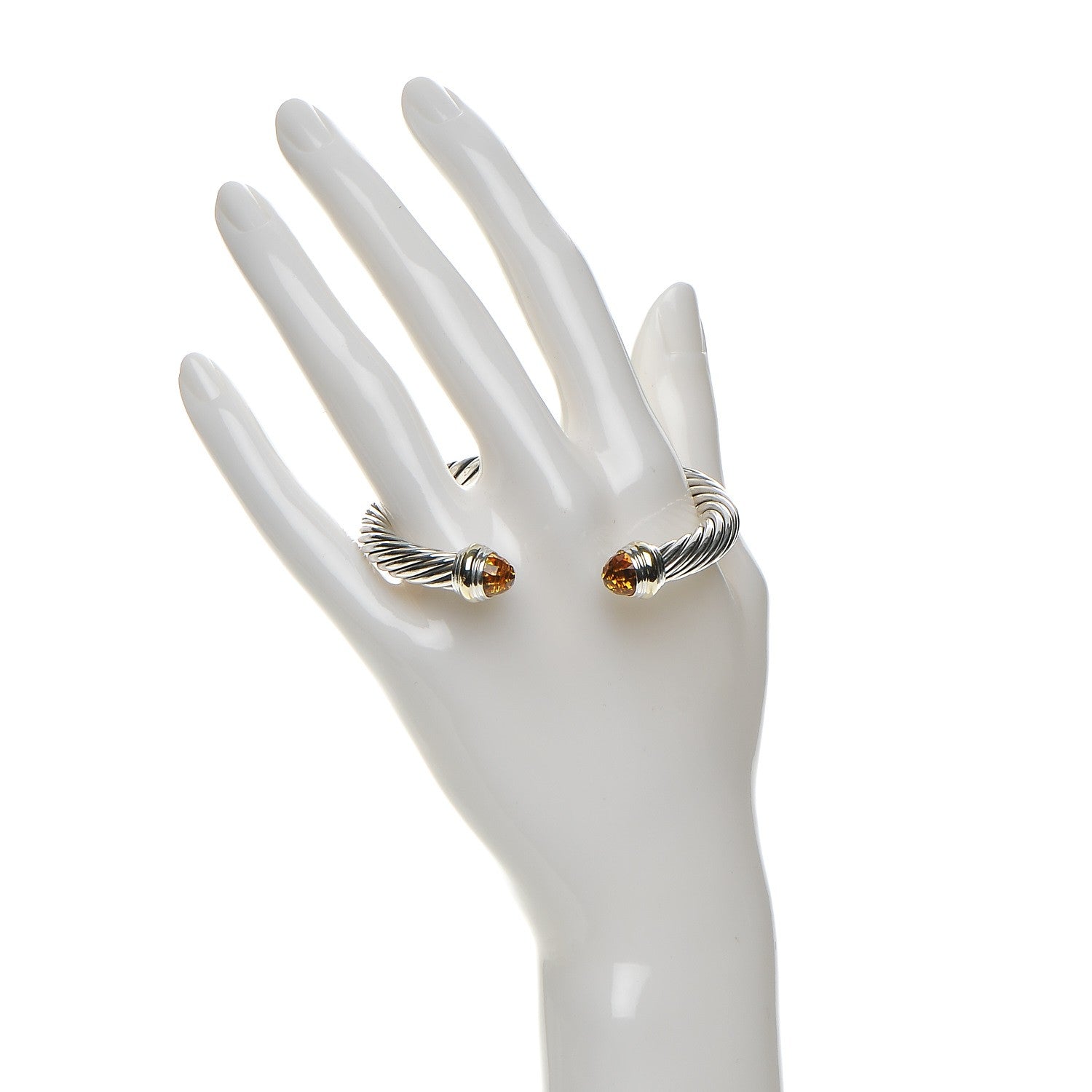 David Yurman Sterling Silver 14K Yellow Gold Citrine 7mm Cable Classics Bracelet 2 of 4