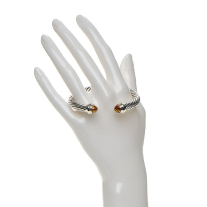 David Yurman Sterling Silver 14K Yellow Gold Citrine 7mm Cable Classics Bracelet 2 of 4