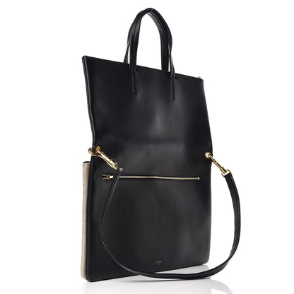 Celine Smooth Calfskin Linen Folded Cabas Black 6 of 13