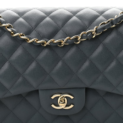 Chanel Caviar Quilted Jumbo Double Flap Grey 8 of 10