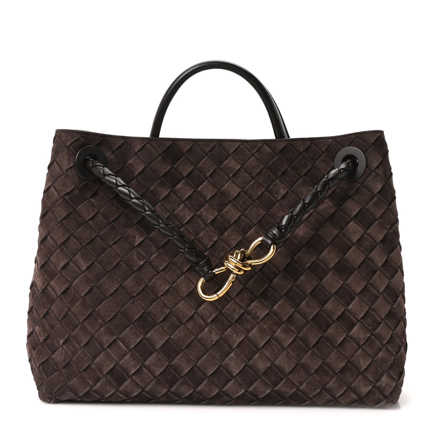 Suede Intrecciato Medium Andiamo Shoulder Bag Fondant
