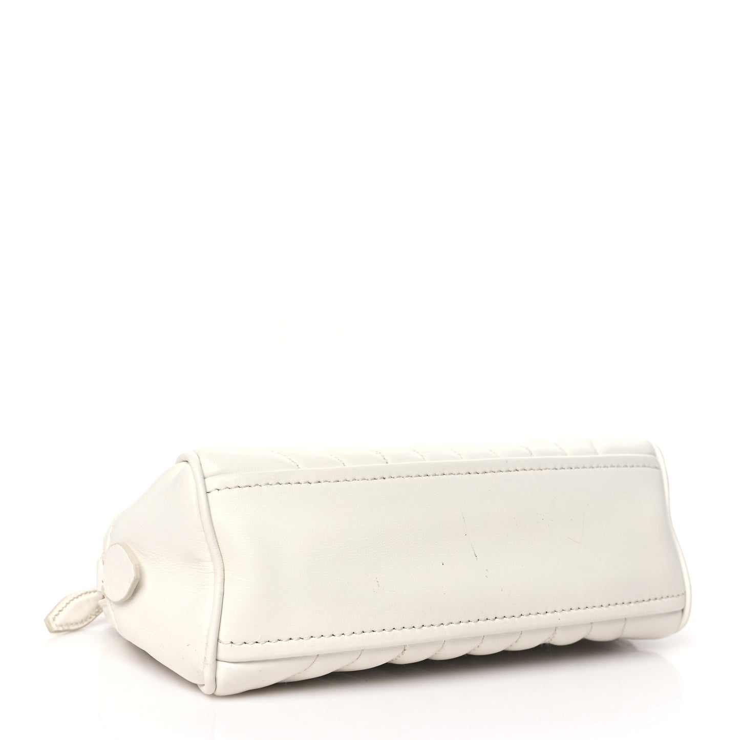 Soft Calfskin Stitched Diagramme Wristlet Pouch White