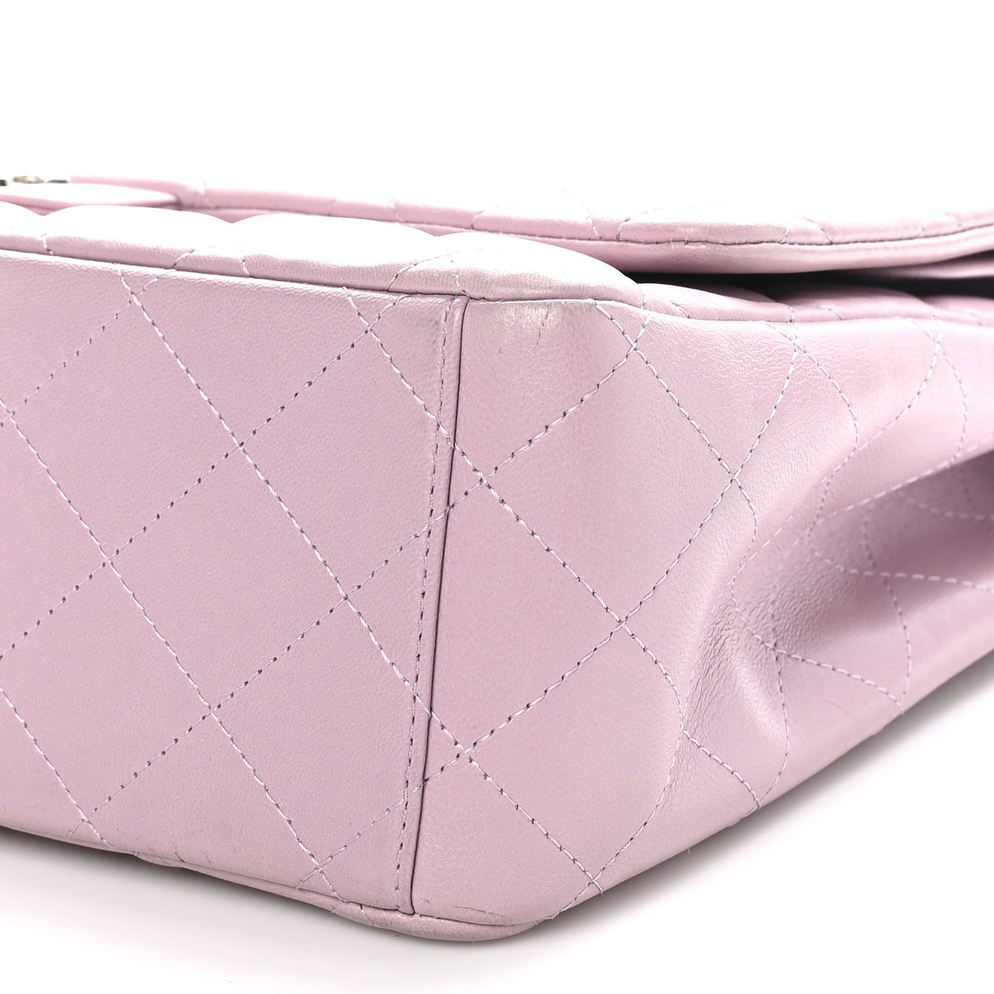 Lambskin Quilted Maxi Double Flap Light Purple