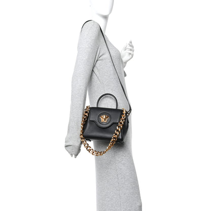 Versace Grained Calfskin Small La Medusa Top Handle Bag Black 3 of 17