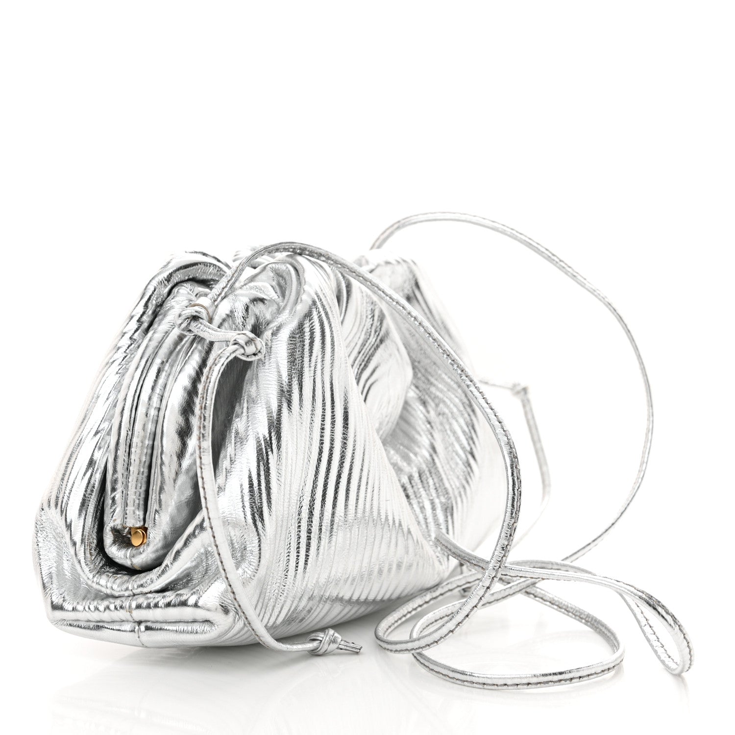 Bottega Veneta Metallic Bark Calfskin The Mini Pouch Silver 3 of 10
