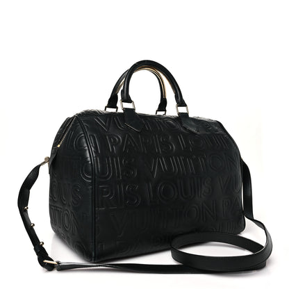 Louis Vuitton Calfskin Embossed Speedy Cube 30 Black 3 of 11