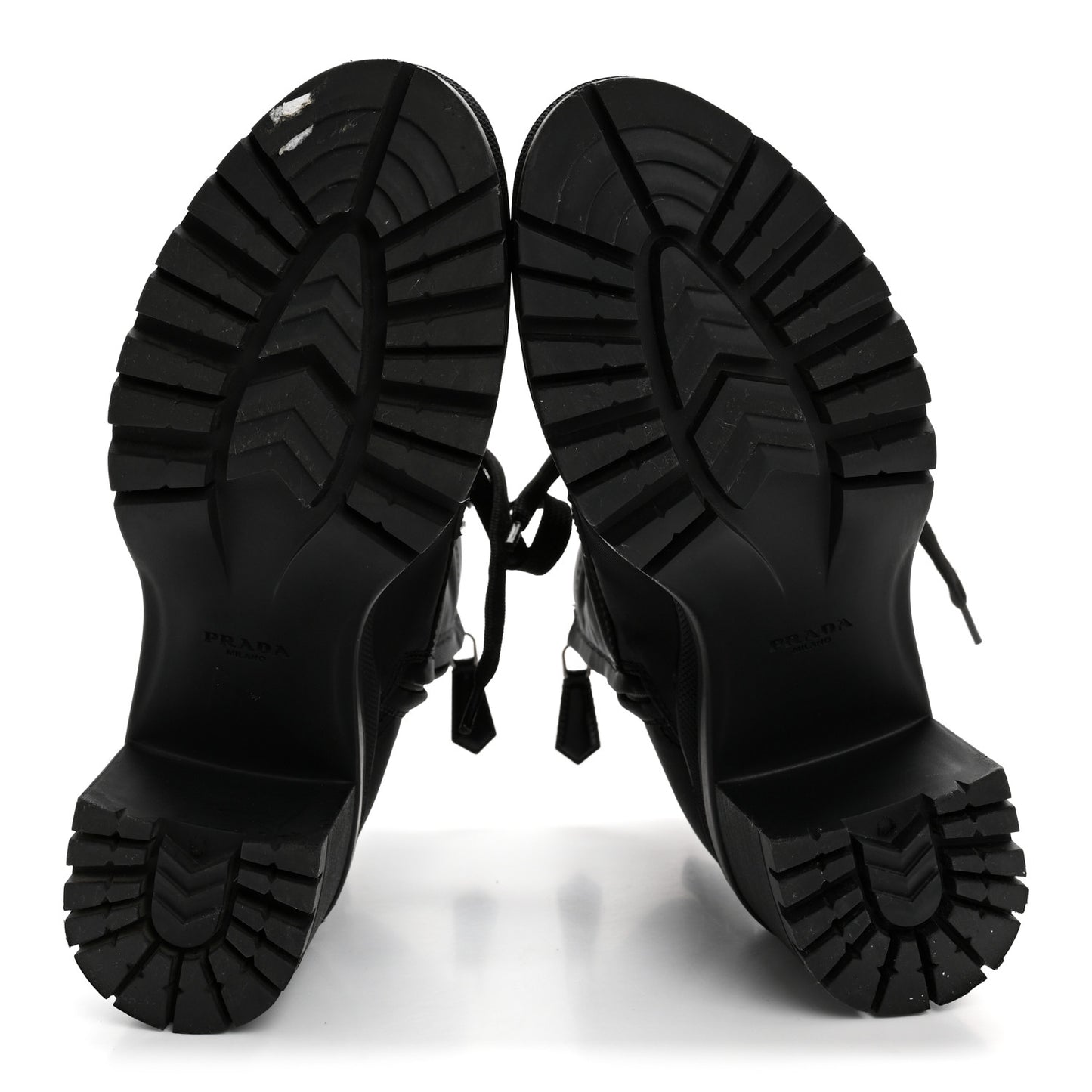 Spazzolato Re-Nylon Metal Triangle Logo Lace Up 55mm Ankle Boots 36 Black