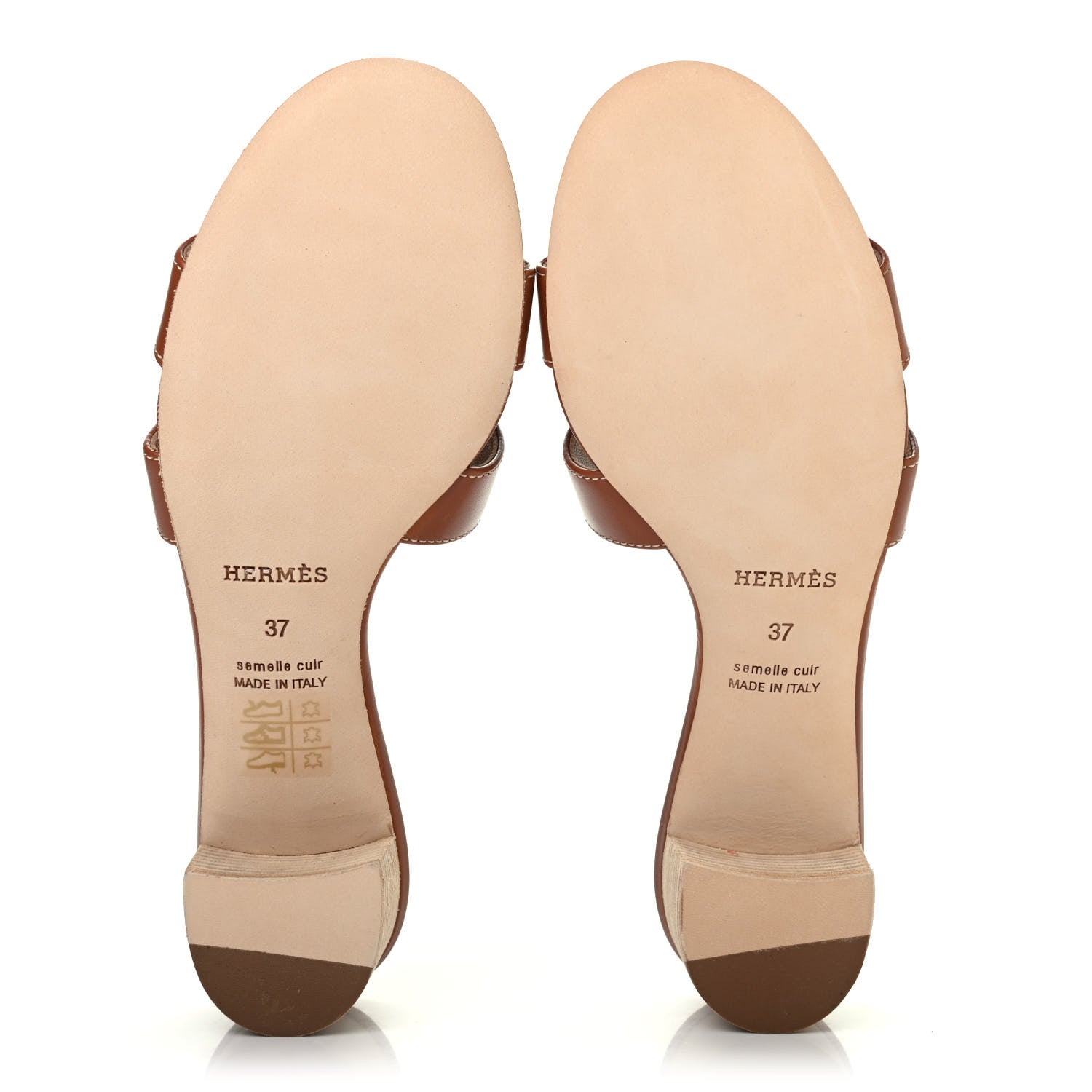 Hermes Calfskin Oasis Sandals 37 Gold 4 of 4