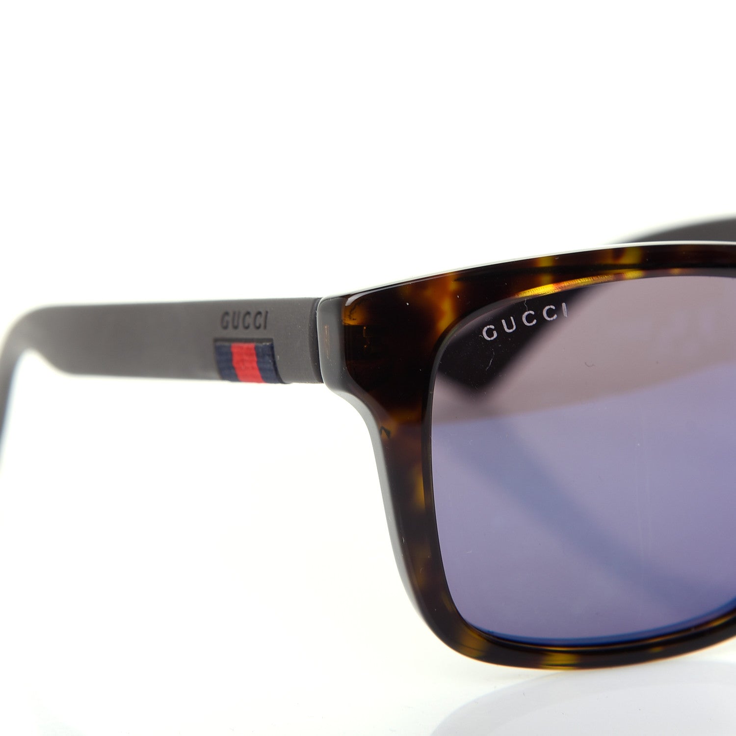 Gucci Acetate Square Frame Web Sunglasses GG0008S Tortoise 7 of 7