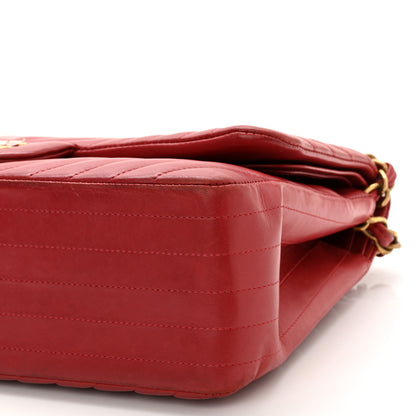 Chanel Lambskin Chevron Quilted Jumbo Double Flap Dark Red 11 of 12