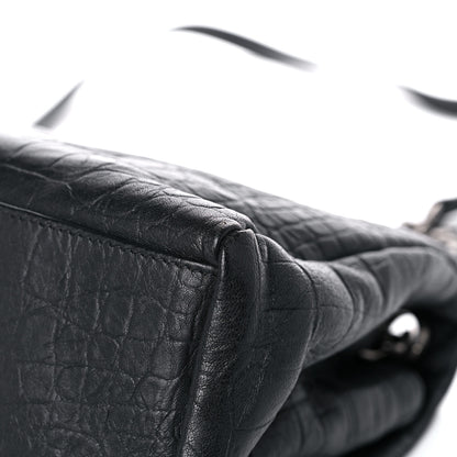 Saint Laurent Calfskin Crocodile Embossed Medium West Hollywood Monogram Fold-Over Black 13 of 14
