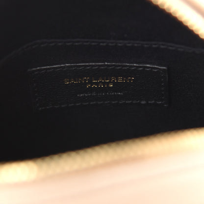 Saint Laurent Grain De Poudre Matelasse Chevron Quilted Round Vinyle Camera Bag Gold Sand 6 of 9