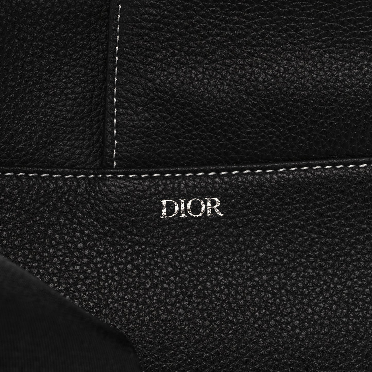 Grained Calfskin Logo Saddle Messenger Bag Black