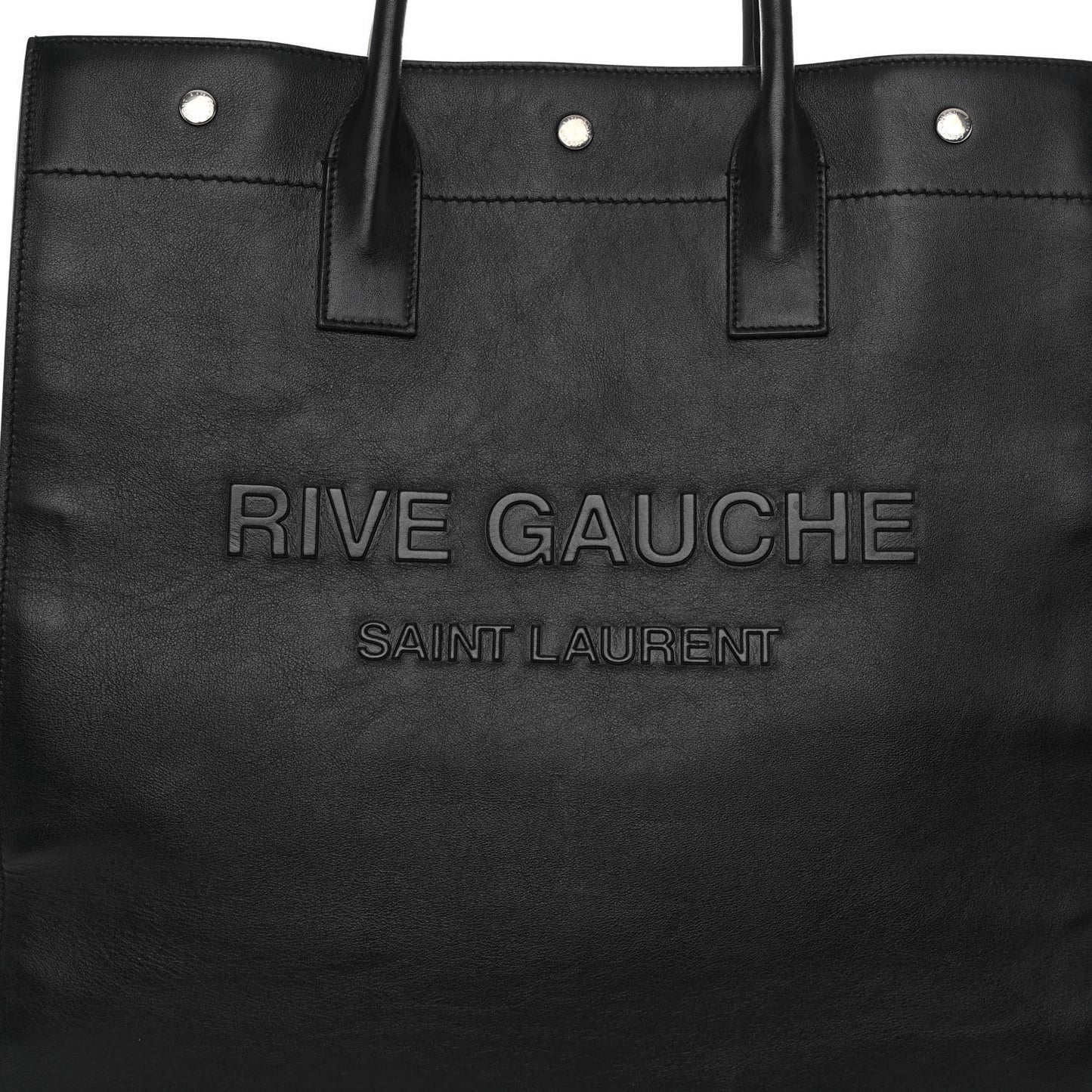Calfskin Rive Gauche North South Tote Black
