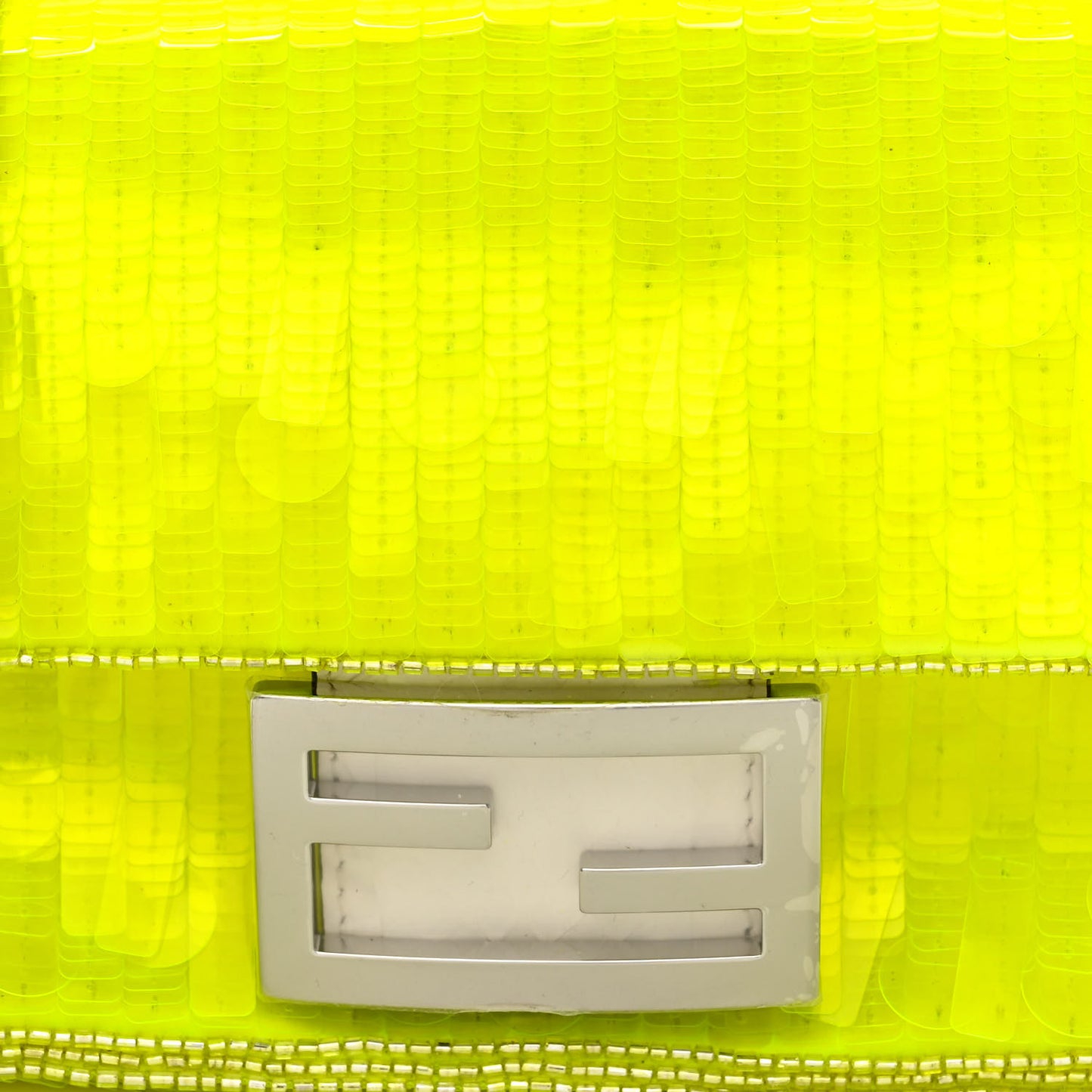 Transparent Paillettes Elaphe Mini Baguette Yellow Fluo Avorio
