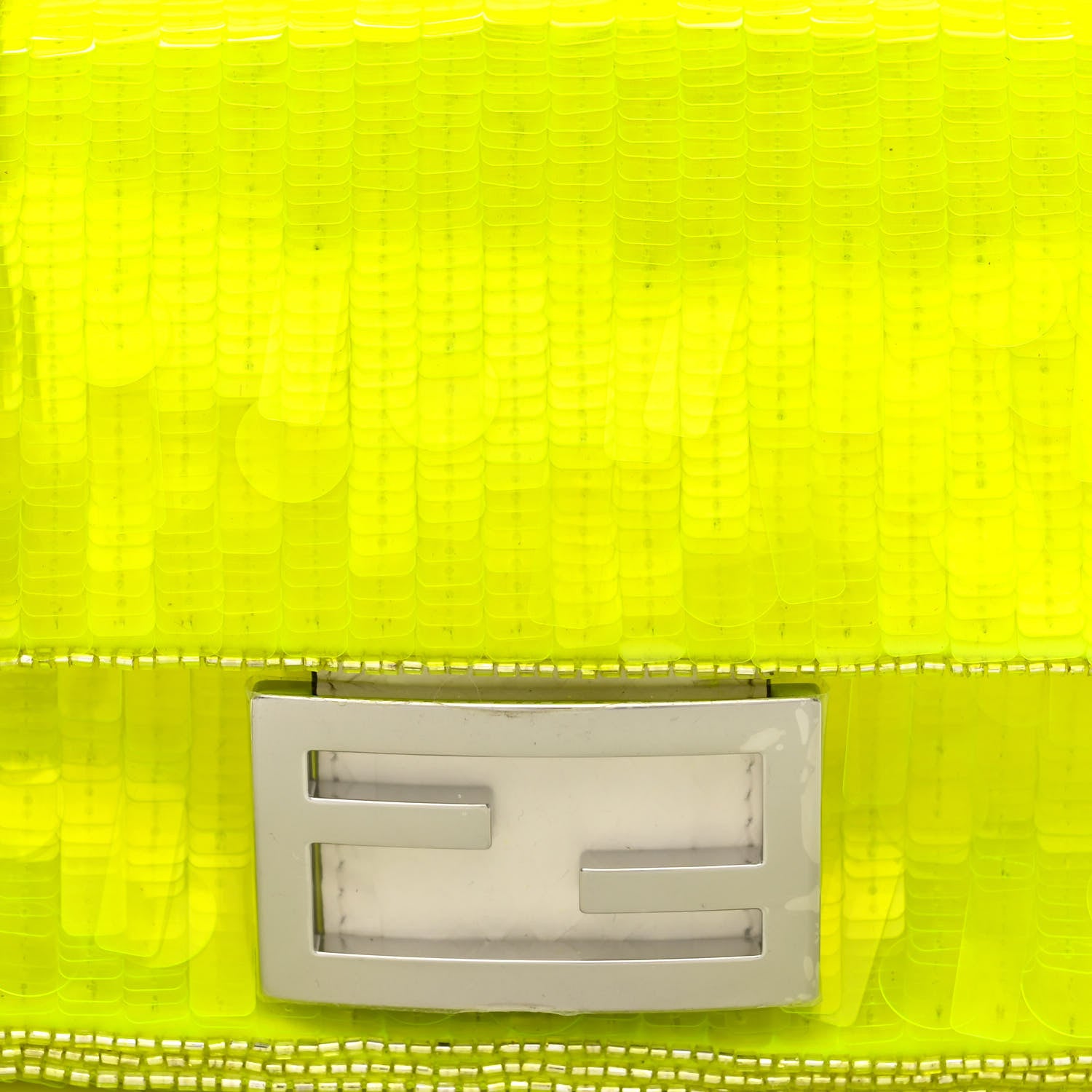 Fendi Transparent Paillettes Elaphe Mini Baguette Yellow Fluo Avorio 8 of 10