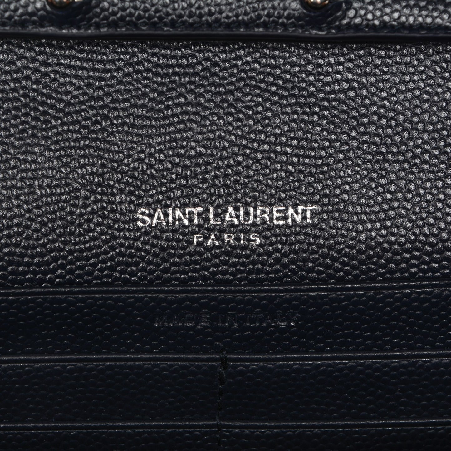 Grain De Poudre Matelasse Chevron Monogram Chain Wallet Navy