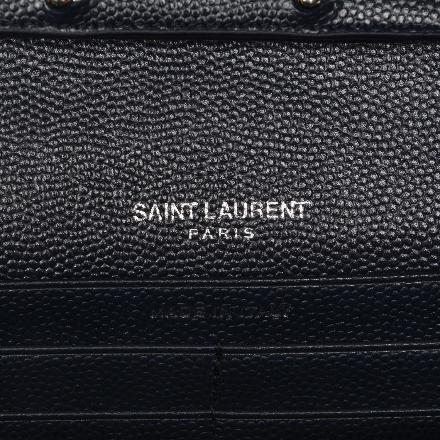 Saint Laurent Grain De Poudre Matelasse Chevron Monogram Chain Wallet Navy 6 of 6