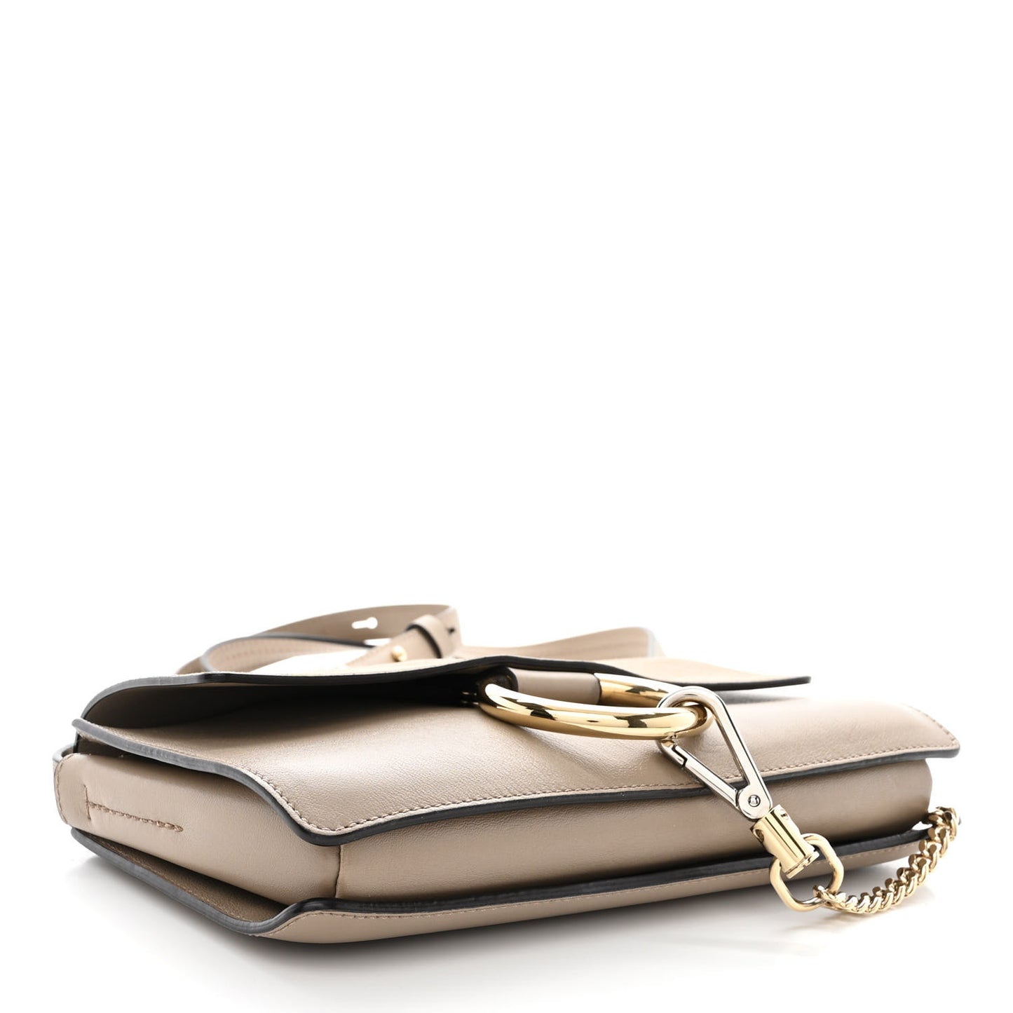 Suede Calfskin Small Faye Shoulder Bag Motty Grey