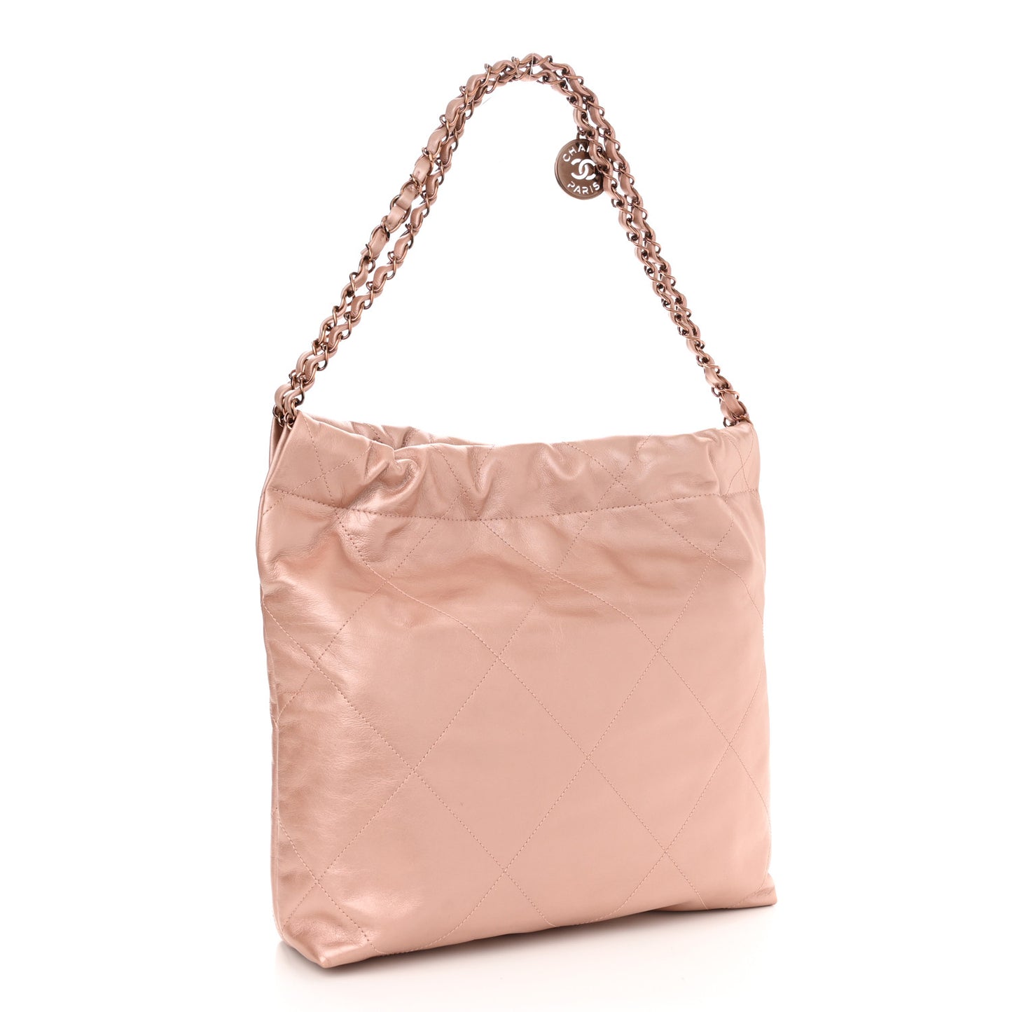 Metallic Calfskin Quilted Small Chanel 22 Pink