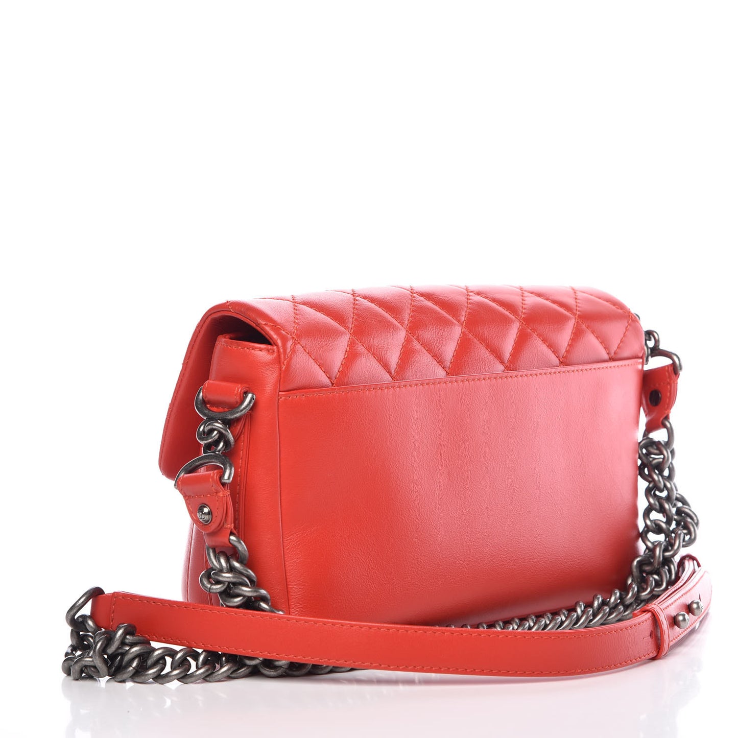 Calfskin Quilted Large Rock My Shoulder Flap Red