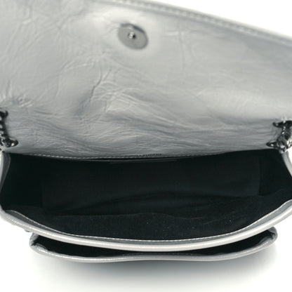 Saint Laurent Crinkled Calfskin Matelasse Monogram Baby Niki Chain Satchel Granite 5 of 10