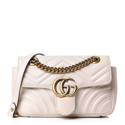 Gucci Calfskin Matelasse Mini GG Marmont Shoulder Bag White 1 of 11