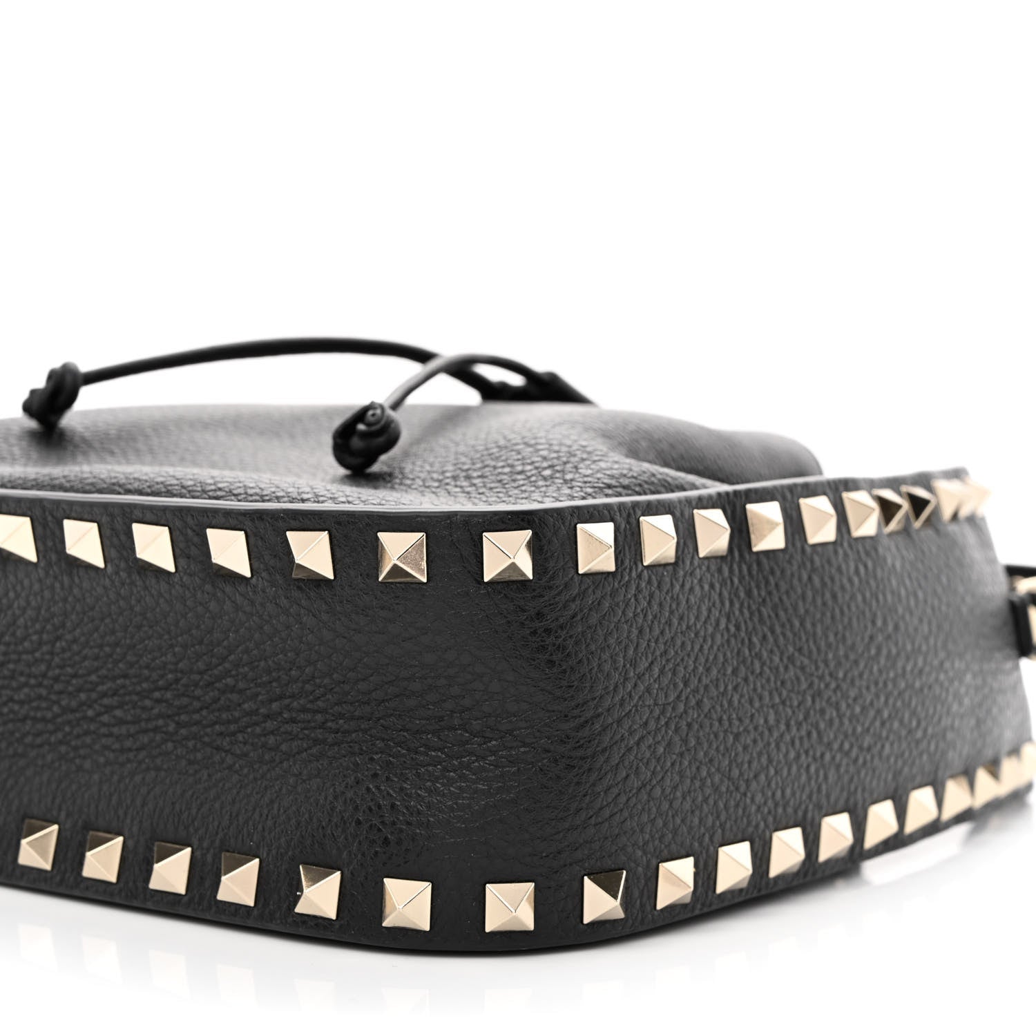 Valentino Garavani Grained Calfskin Rockstud Bucket Bag Black 9 of 9