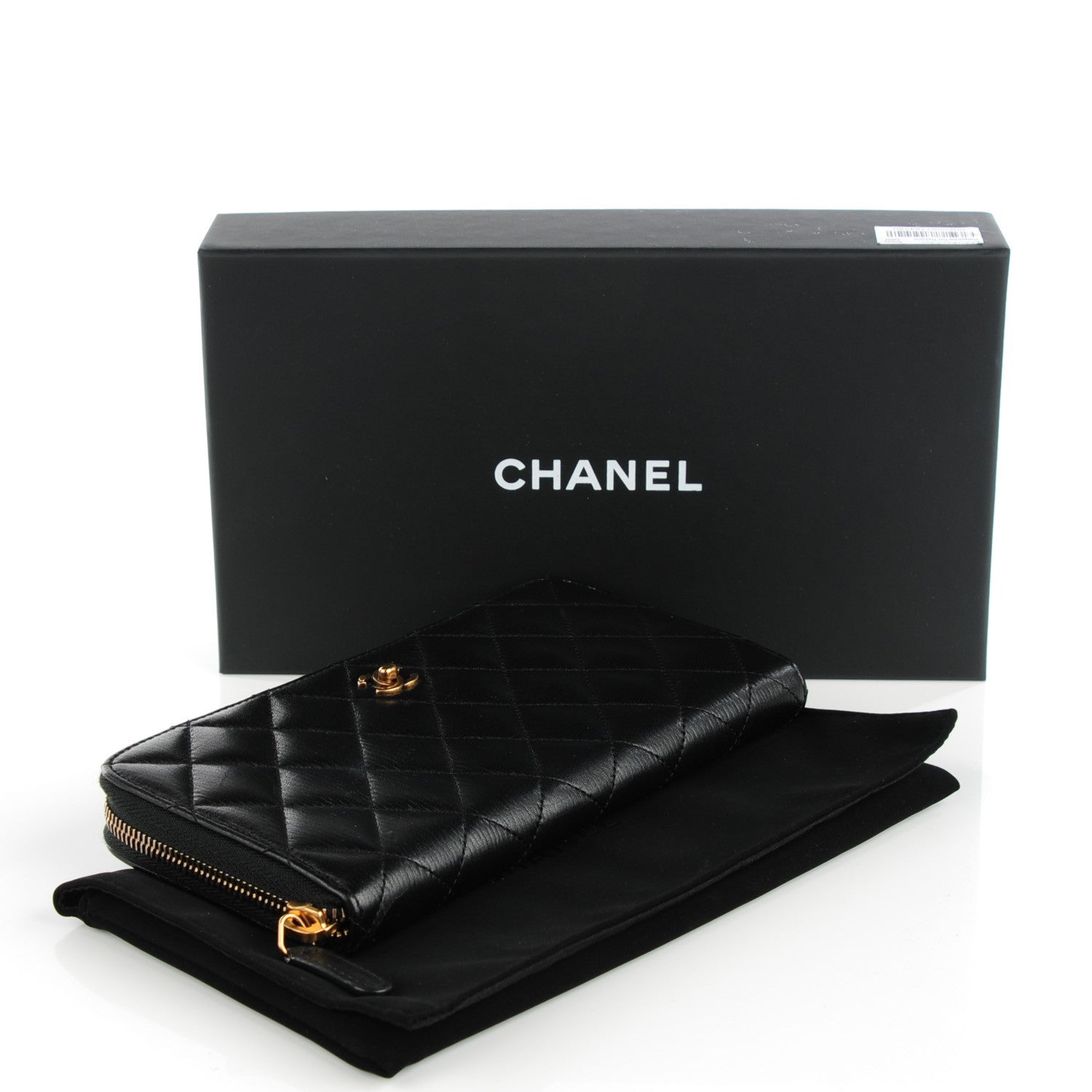 Chanel Textured Lambskin Quilted Large Gusset Zip Around Wallet Black 4 of 8
