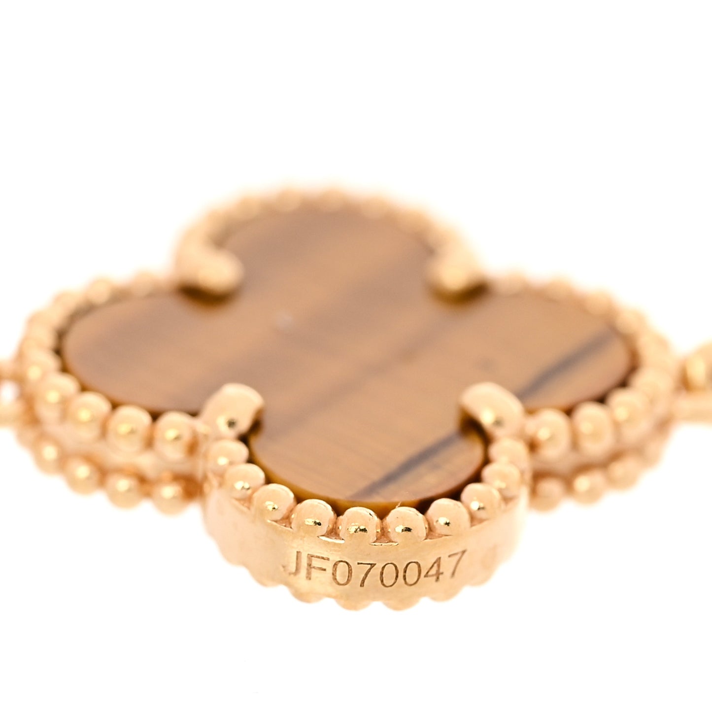 18K Yellow Gold Tiger Eye 5 Motifs Vintage Alhambra Bracelet