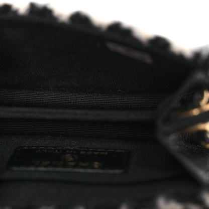 Chanel Tweed Houndstooth Quilted Mini Accordion Clutch With Chain White Black 5 of 13