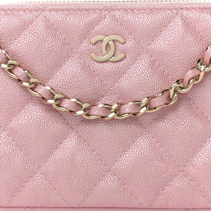 Chanel Iridescent Caviar Quilted Small Clutch With Chain Pink 11 of 16