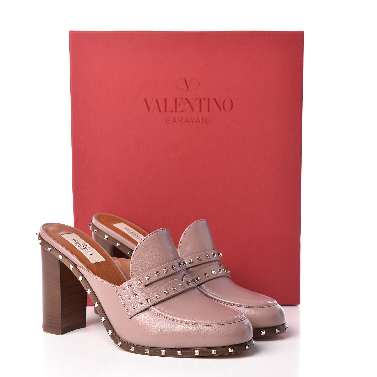 Valentino Garavani Nappa Soul Rockstud High Heel Mules 39 Lipstick 10 of 10