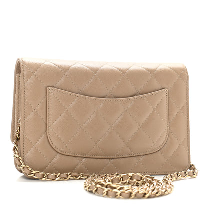 Chanel Caviar Quilted Wallet On Chain WOC Beige 3 of 12