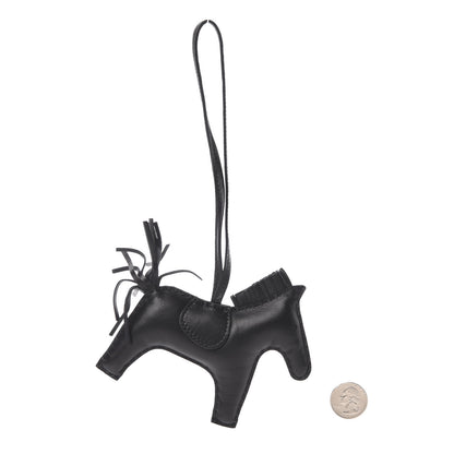 Hermes Milo Lambskin Grigri Rodeo Horse Bag Charm MM So Black 2 of 5