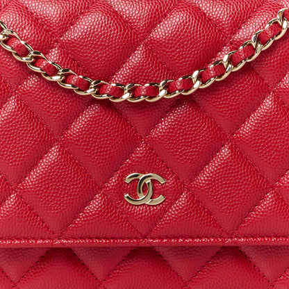Chanel Caviar Quilted Wallet on Chain WOC Red 9 of 12