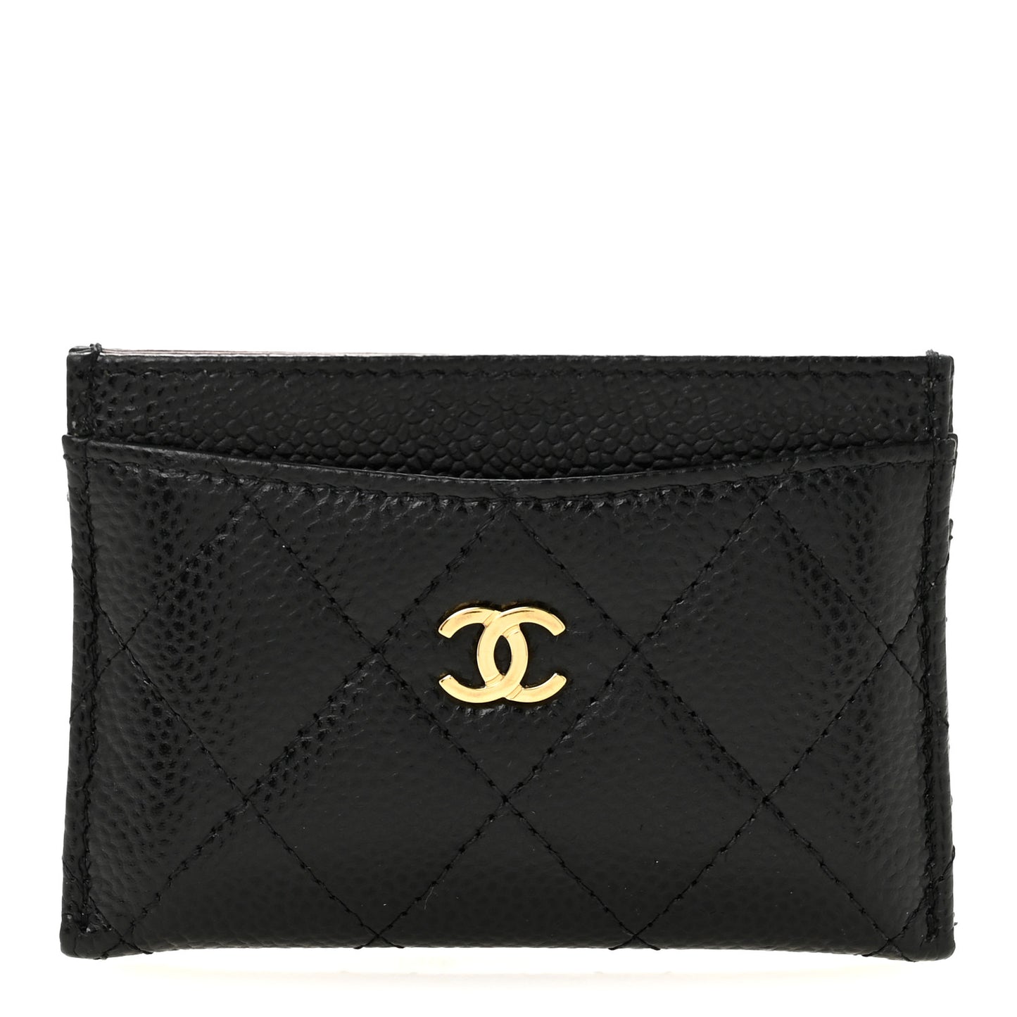 Caviar Quilted Card Holder Black