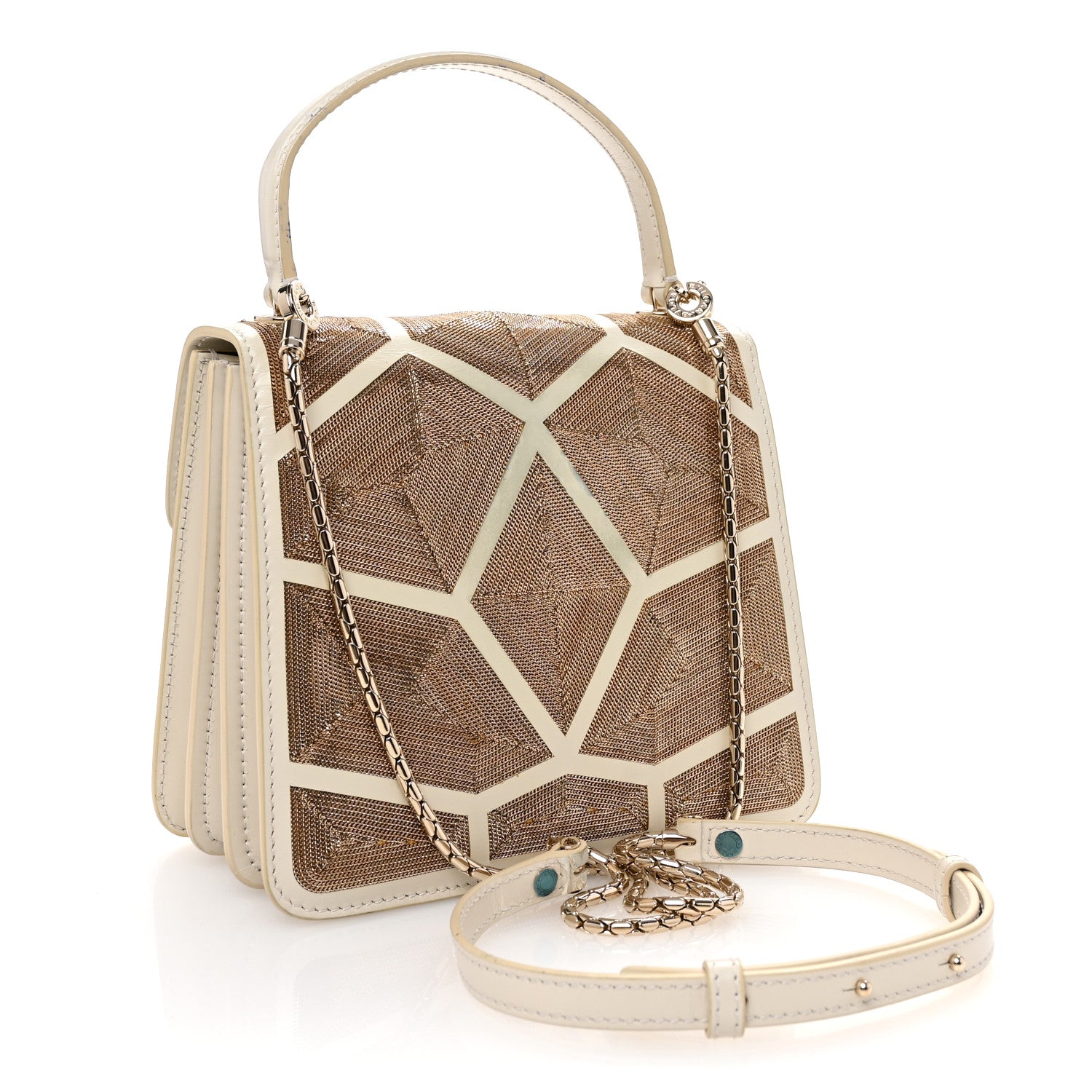Bulgari Calfskin Million Chain Motif Serpenti Forever Top Handle White 4 of 10