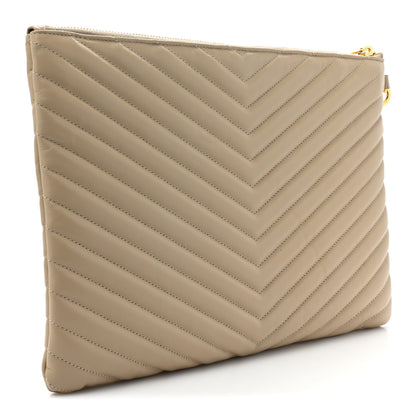 Saint Laurent Calfskin Matelasse Monogram Cassandre Tablet Pouch Sea Salt 3 of 12