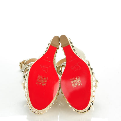Christian Louboutin Nappa Silk Cataclou 140 Wedge Sandals 37 Sahara Light Gold 5 of 8
